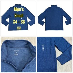 Men’s Van Heusen Small Quarter 1/4 Zip Golf Sweatshirt Blue Long Sleeve NWT